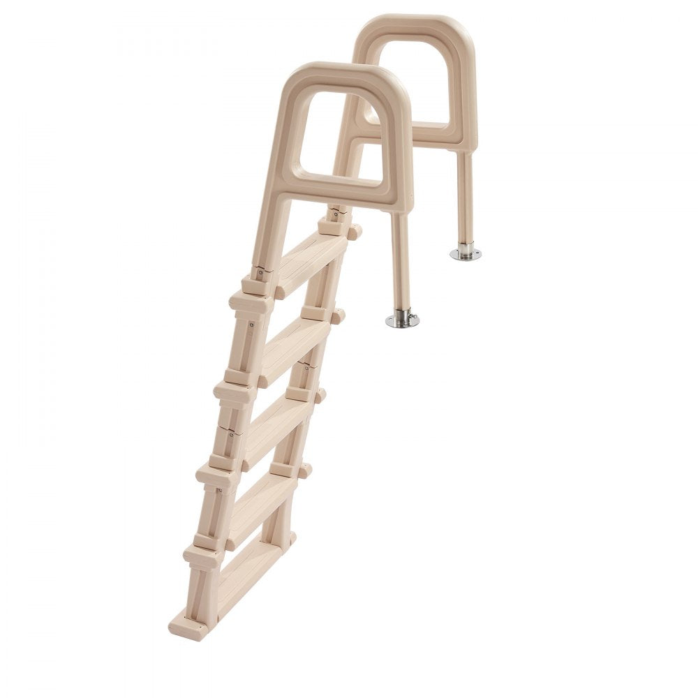 VEVOR Swimming Pool Ladder, Inclined 5-Step Double Handrails Stair, Non-slip Wide Step, 300 lbs Load Capacity, for 48-54 in Inground & Above-ground Pools, Any Deck Surface, Indoor & Outdoor, Taupe