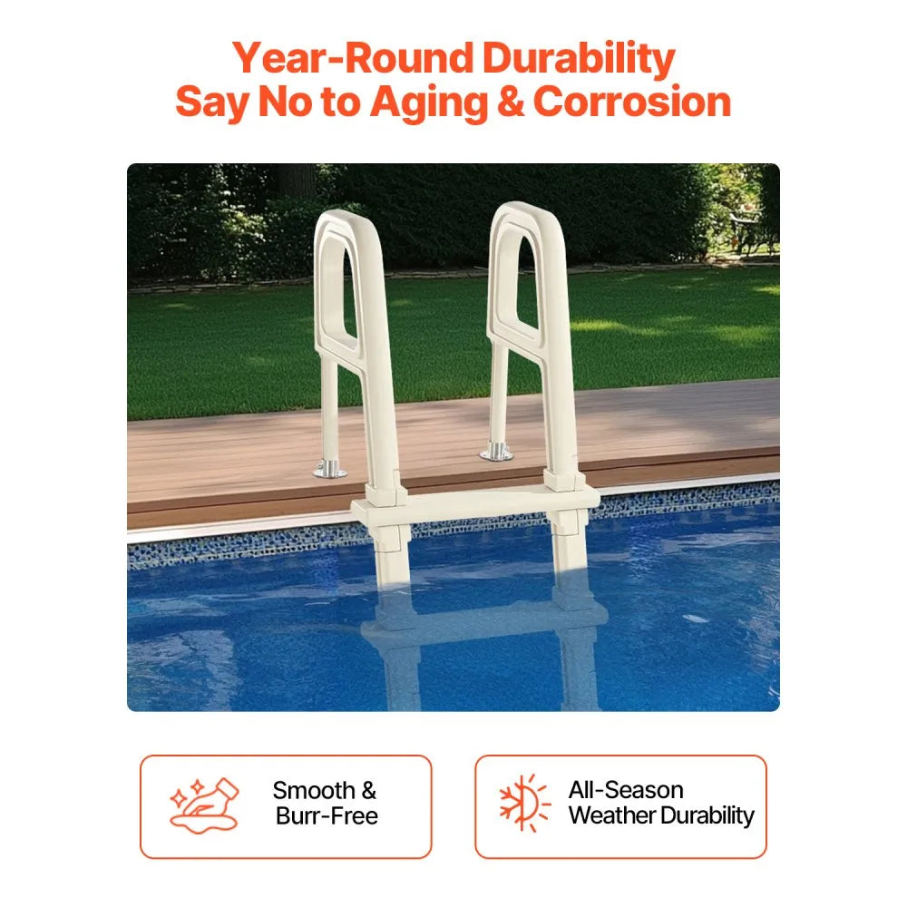 VEVOR Swimming Pool Ladder, 75°Inclined 5-Step Double Handrails Stair, Non-slip Heavy Duty Steps, Load Capacity 300 lb, for 48-54 In Inground & Above-ground Pools of Any Deck Surface Indoor & Outdoor