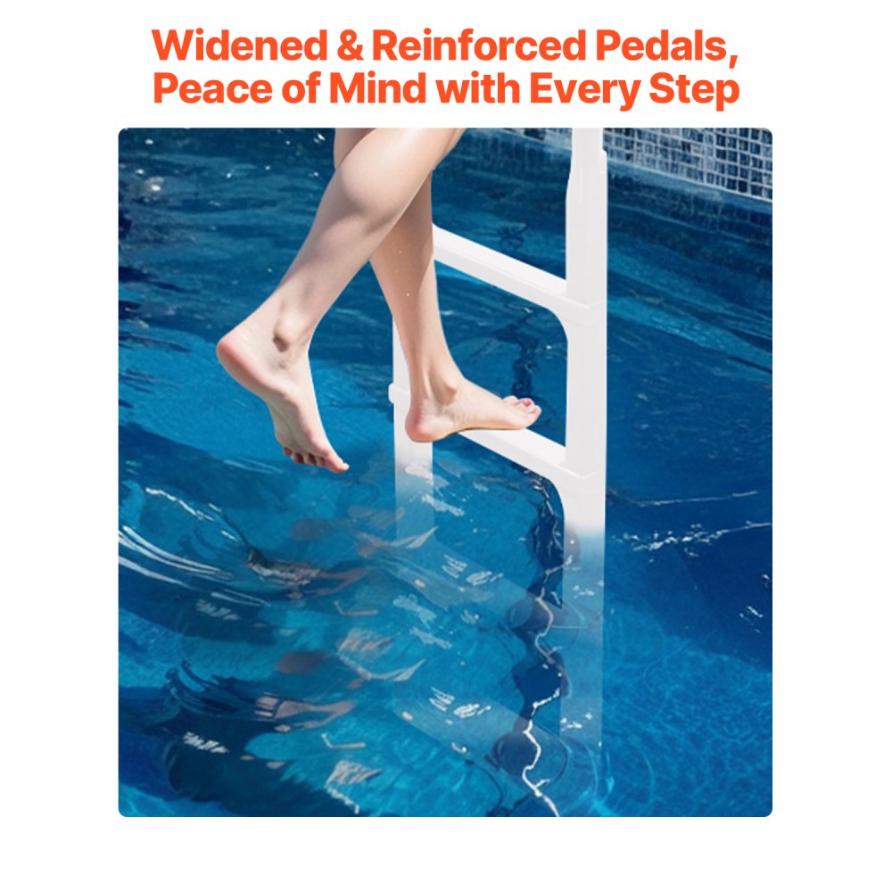VEVOR Swimming Pool Ladder, 4-Step Double Handrails Stair, Non-slip Thickened Heavy Duty Steps, Load Capacity 300 lb, for 48-54 In Inground & Above-ground Pools of Any Deck Surface Indoor & Outdoor
