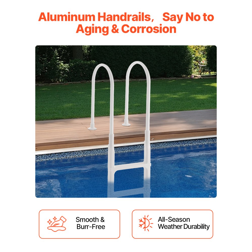VEVOR Swimming Pool Ladder, 4-Step Double Handrails Stair, Non-slip Thickened Heavy Duty Steps, Load Capacity 300 lb, for 48-54 In Inground & Above-ground Pools of Any Deck Surface Indoor & Outdoor