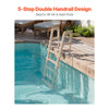 VEVOR Swimming Pool Ladder, Inclined 5-Step Double Handrails Stair, Non-slip Heavy Duty Step, Load Capacity 300 lb, for 48-54" Inground & Above-ground Pools of Any Deck Surface Indoor & Outdoor, Taupe