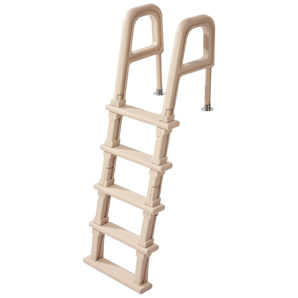 VEVOR Swimming Pool Ladder, Inclined 5-Step Double Handrails Stair, Non-slip Heavy Duty Step, Load Capacity 300 lb, for 48-54" Inground & Above-ground Pools of Any Deck Surface Indoor & Outdoor, Taupe