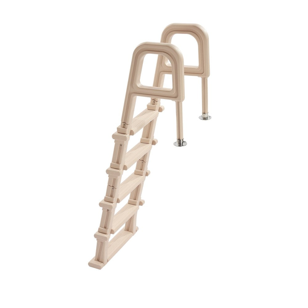 VEVOR Swimming Pool Ladder, Inclined 5-Step Double Handrails Stair, Non-slip Heavy Duty Step, Load Capacity 300 lb, for 48-54" Inground & Above-ground Pools of Any Deck Surface Indoor & Outdoor, Taupe