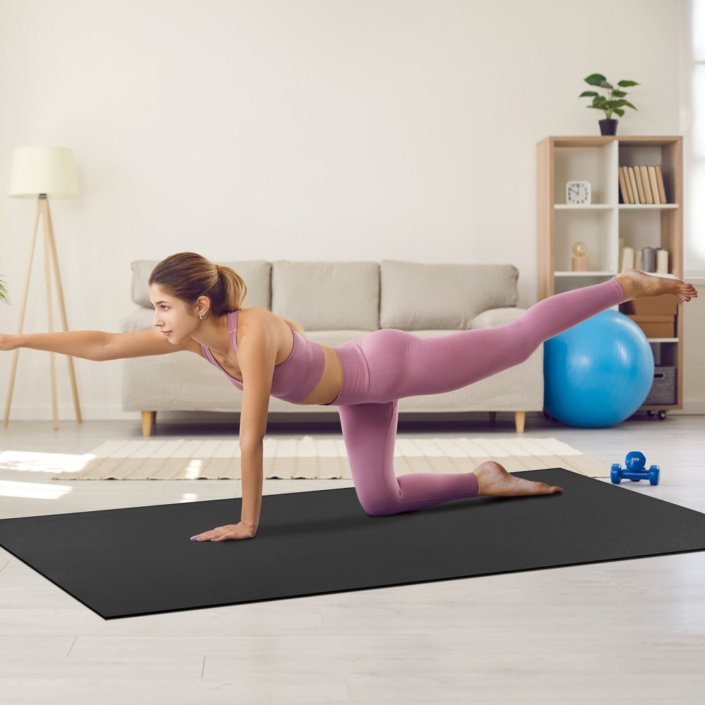 VEVOR Exercise Mat, Non Slip High Density Premium Yoga Mat, Exercise Yoga Mat for Men & Women, Fitness & Exercise Mat with Bag & Carry Strap, for All Types of Home Yoga, Pilate & Floor Workout (8x6ft)