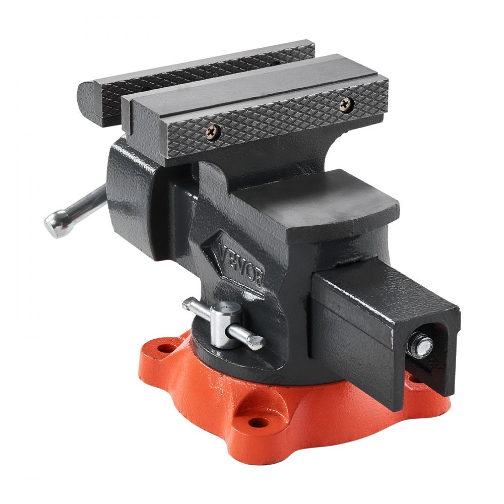 VEVOR Bench Vise, 5.5" Jaw Width, 5.5" Max Jaw Opening Multipurpose Vise with 360° Swivel Locking Base, 2.8" Throat Depth, Heavy Duty Ductile Iron Workbench Vise, Two-Way Jaws for Clamping Round Pipes