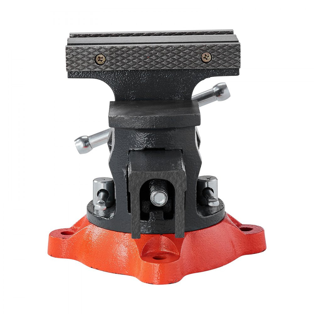 VEVOR Bench Vise, 5.5" Jaw Width, 5.5" Max Jaw Opening Multipurpose Vise with 360° Swivel Locking Base, 2.8" Throat Depth, Heavy Duty Ductile Iron Workbench Vise, Two-Way Jaws for Clamping Round Pipes