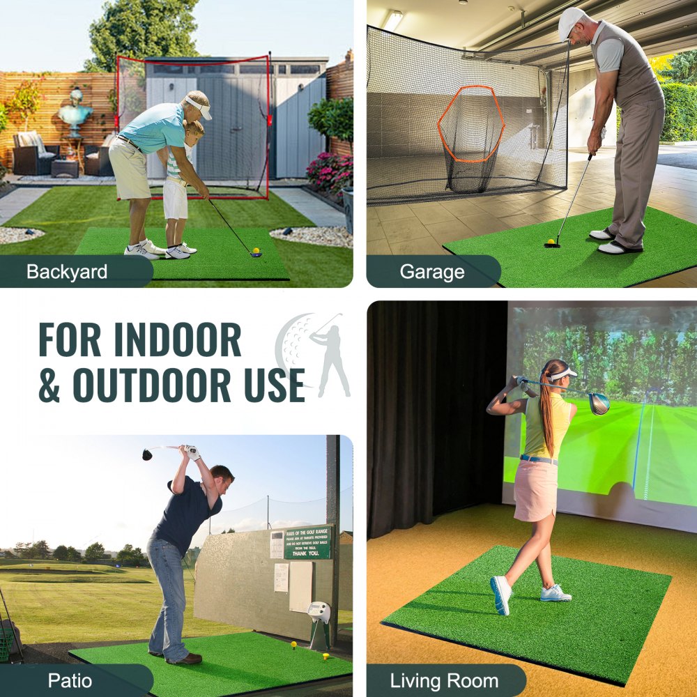 VEVOR Golf Hitting Mat, 5x4ft Artificial Turf Golf Hitting Mat, Golf Hitting Training Aids with 10 Golf Balls, 9 Golf Tees, Golf Practice Hitting Mat for Backyard Driving Indoor Outdoor Training