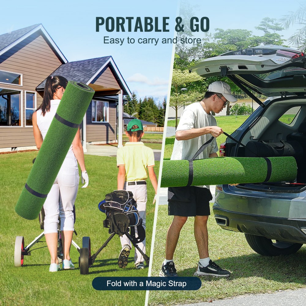 VEVOR Golf Hitting Mat, 5x4ft Artificial Turf Golf Hitting Mat, Golf Hitting Training Aids with 6 Golf Tees, Golf Practice Hitting Mat for Backyard Driving Indoor Outdoor Training