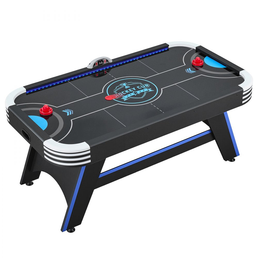 VEVOR 72" Air Hockey Table with LED Lights & Electronic Scorer, for Family Game Room, Basements and Home, Air Powered Hockey Arcade Game Table Set with High-powered Blower, Stable Leg