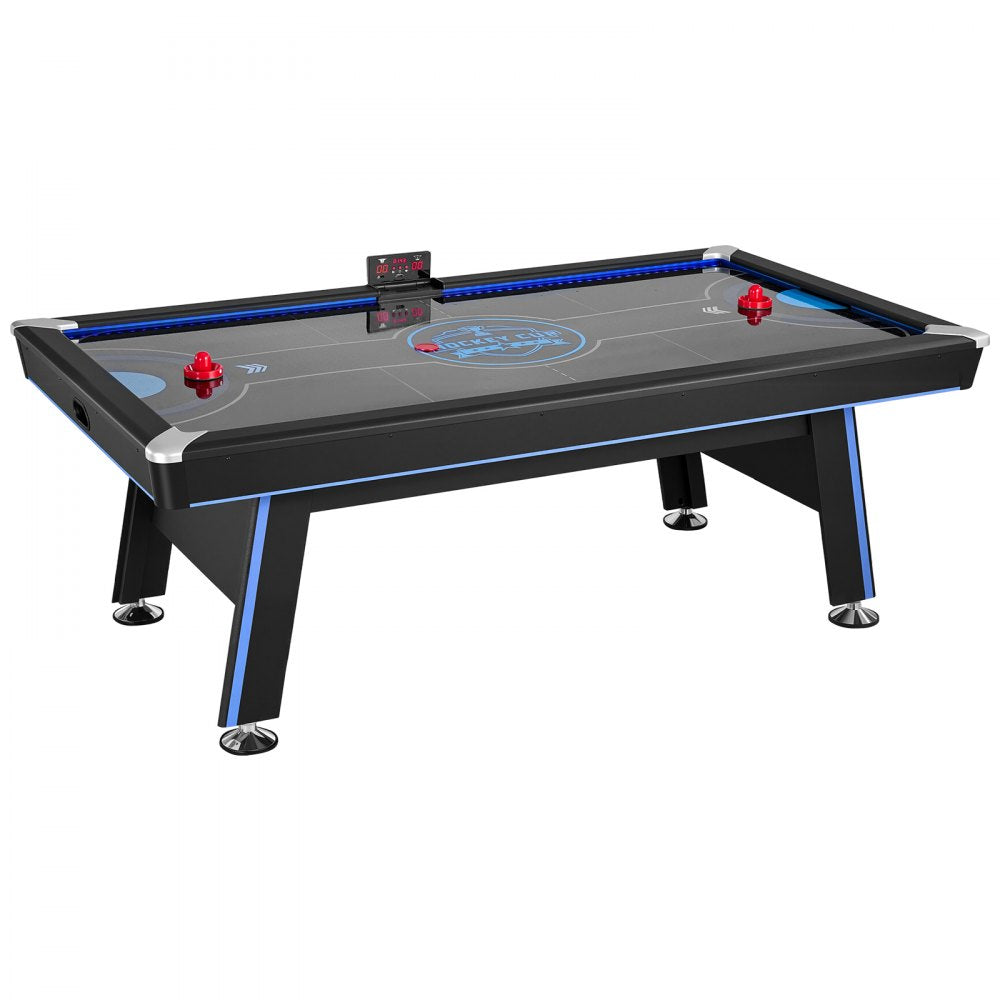 VEVOR 89" Air Hockey Table with LED Lights & Electronic Scorer, for Family Game Room, Basements, Home, Air Powered Hockey Arcade Game Table Set with High-powered Blower, Stable H-shaped Leg
