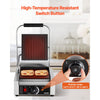 VEVOR Commercial Panini Grill, 1800W Electric Sandwich Panini Maker, Stainless Steel Sandwichs Press Grill with Handle and Temp Control, 8.8x9 in Flat Enamel Plate, for Hamburger Steak Bacon