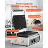 VEVOR Commercial Panini Grill, 1800W Electric Sandwich Panini Maker, Stainless Steel Sandwichs Press with Handle and Temp Control, 13.5x9.3 in Full Grooved Enamel Plate, for Hamburger Steak Bacon
