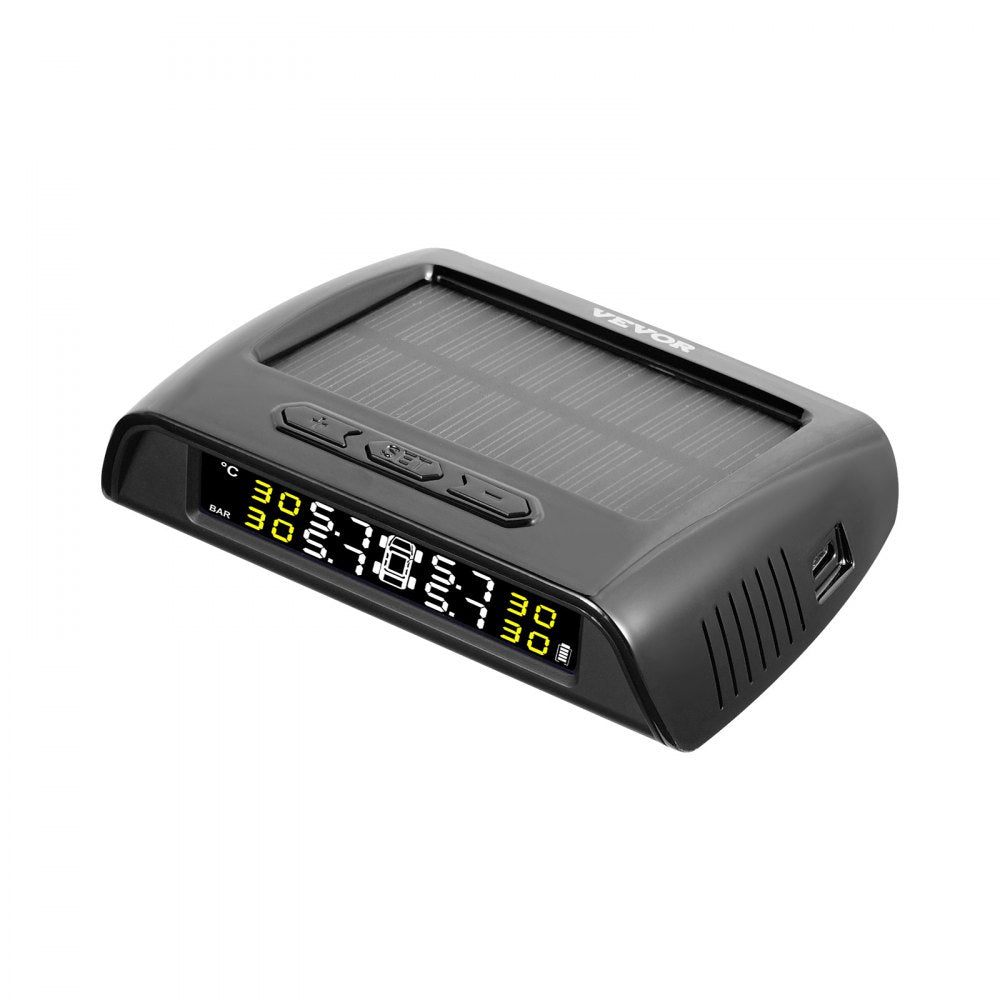 VEVOR RV Tire Pressure Monitoring System, 7.3-116 PSI Trailer TPMS, Universal Wireless Car Alarm System, Waterproof TPMS Sensors Set with Solar Charge, 6 Sensors, 5 Alarm Modes, and Real-time Display