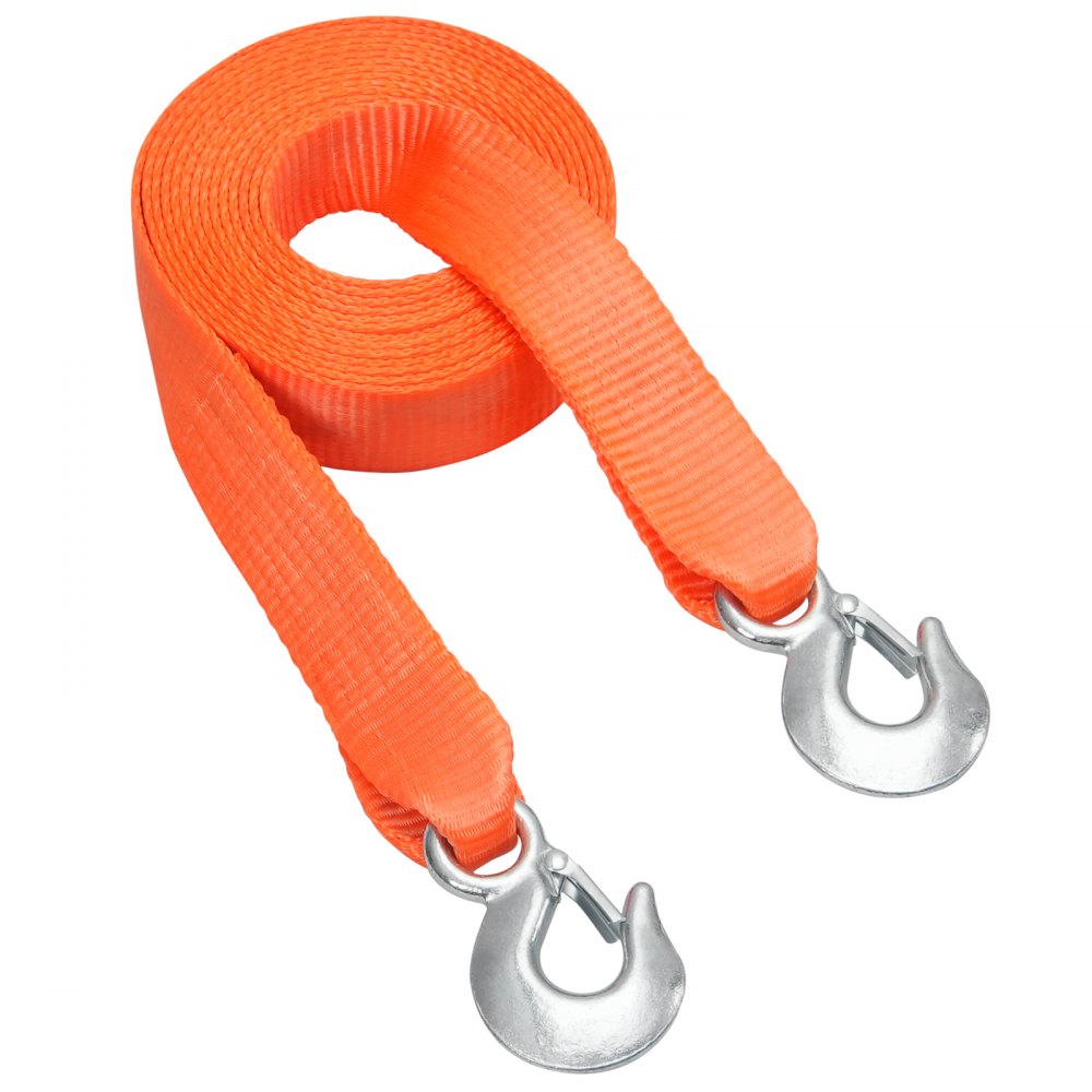 VEVOR ATV Tow Strap with Hooks, 2-inch x 20-foot, 17000 lbs Capacity, Durable Recovery Rope with Security Hooks for Trucks and Vehicles, Essential Towing Accessory for Roadside Assistance