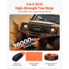 VEVOR Heavy Duty Tow Strap Recovery Kit 3 in x 20 ft (MBS-36,000 lbs) Tree Saver Winch Strap, Triple Reinforced Loop & Protective Sleeves & Storage Bag, 3/4" D-Ring Shackles, for Truck Jeep SUV ATV