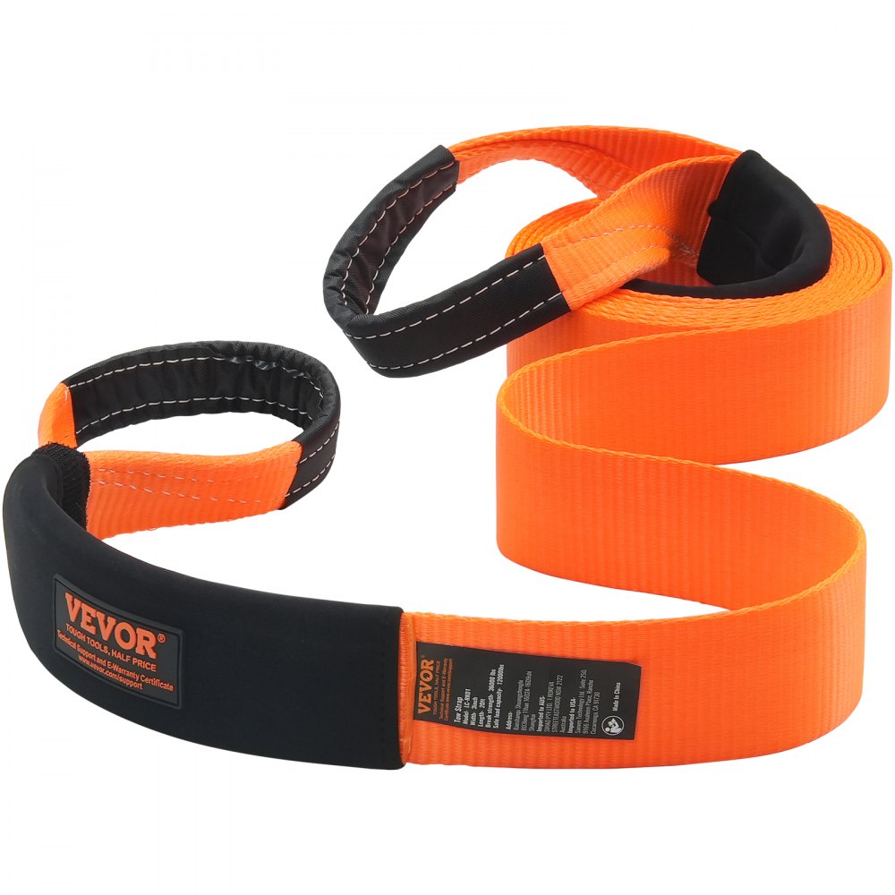 VEVOR Heavy Duty Tow Strap Recovery Kit 3" x 20 ft (MBS-36,000 lbs) Tree Saver Winch Strap, Triple Reinforced Loop & Protective Sleeves & Storage Bag , 3/4" D-Ring Shackles, for Truck Jeep SUV ATV
