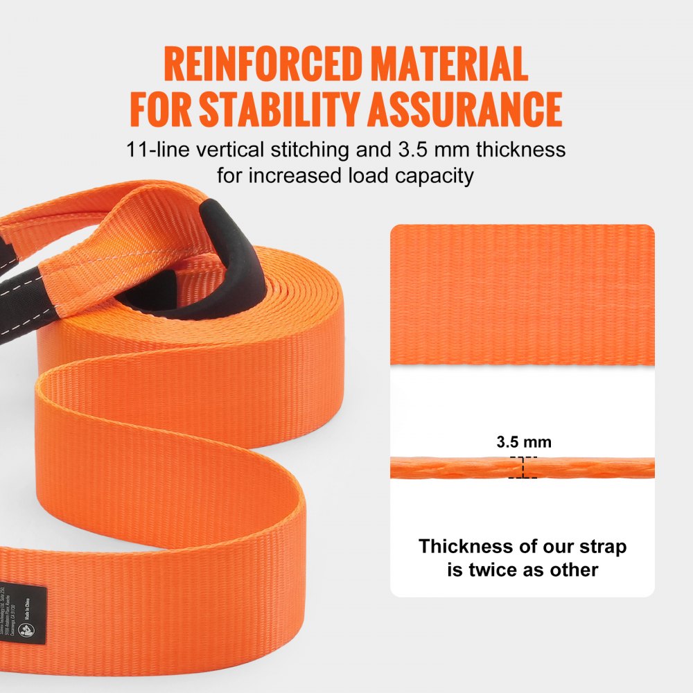 VEVOR Heavy Duty Tow Strap Recovery Kit 3" x 30 ft (MBS-36,000 lbs) Tree Saver Winch Strap, Triple Reinforced Loop & Protective Sleeves & Storage Bag , 3/4" D-Ring Shackles, for Truck Jeep SUV ATV