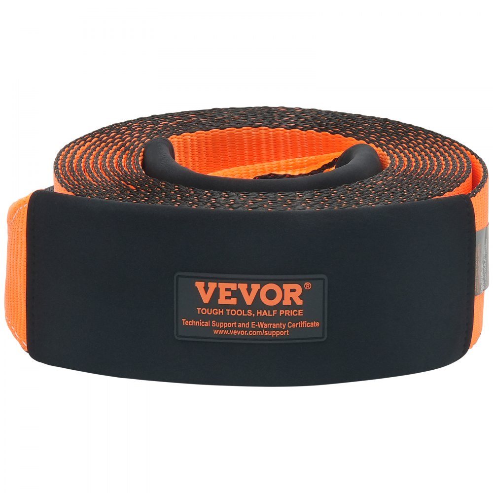 VEVOR Recovery Tow Strap 4" x 30', 46,500 lbs Break Strength, Triple Reinforced Loop Straps, Tree Saver, Off Road Towing and Recovery, Extreme Weather Resistance, Protective Sleeves & Storage Bag