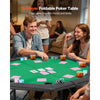 VEVOR Foldable Poker Table, 8 Player 48 in Folding Casino Leisure Table with Padded Rails & Cup Holders, Octagonal Portable Game Tables with Felt & Metal Legs, for Texas Hold'em Game and Blackjack