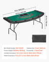 Poker table dimension diagram and key specs (72 x 32.5 x 30.1 in unfolded)