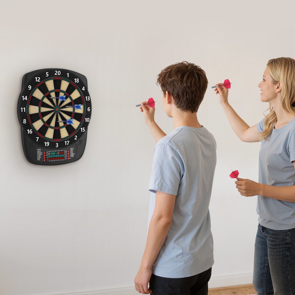 VEVOR Electronic Dart Board, 13.5" Target Dartboard with 43 Games & 200+ Variations for Up to 8 Players, 6 Dart Shafts with Flights & 50 Soft Tips, Color LCD Scoring Screen for Home Party Game Rooms