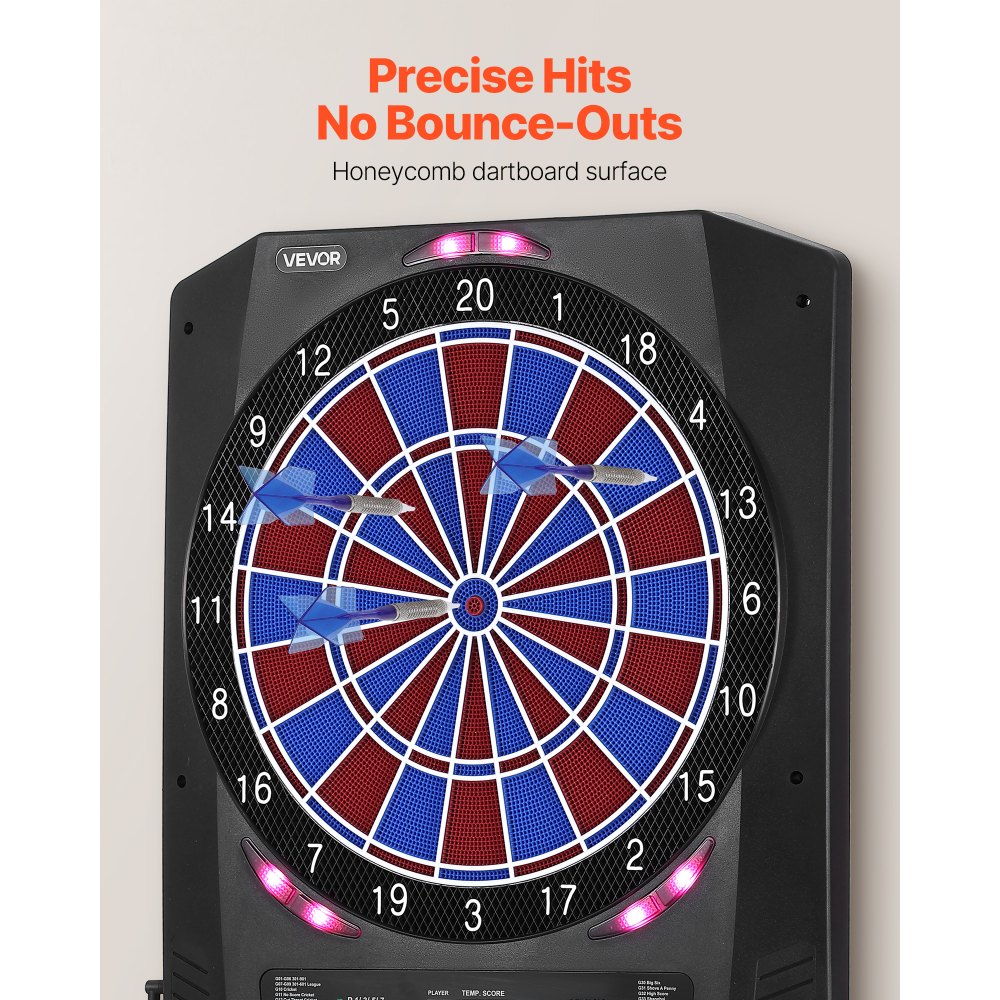 VEVOR Electronic Dart Board, 13.5" Target Dartboard with 45 Games & 474 Variations for Up to 8 Players, 6 Dart Shafts with Flights & 50 Soft Tips, Color LED Cricket Scoring Screen for Home Party Bar
