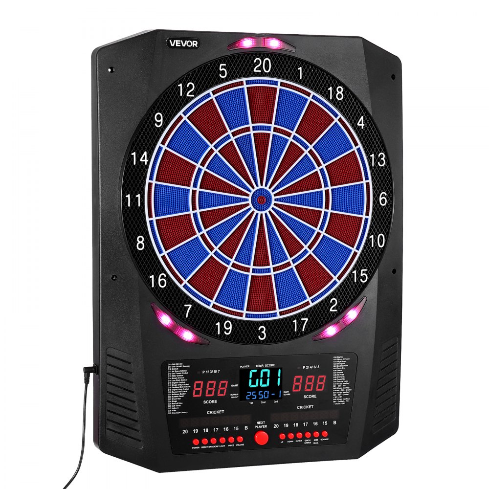 VEVOR Electronic Dart Board, 13.5" Target Dartboard with 45 Games & 474 Variations for Up to 8 Players, 6 Dart Shafts with Flights & 50 Soft Tips, Color LED Cricket Scoring Screen for Home Party Bar