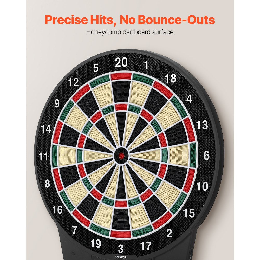 VEVOR Electronic Dart Board, 15.5" Target Dartboard with 43 Games & 320+ Variations for Up to 8 Players, 6 Dart Shafts with Flights & 50 Soft Tips, Color LCD Scoring Screen for Home Party Game Room