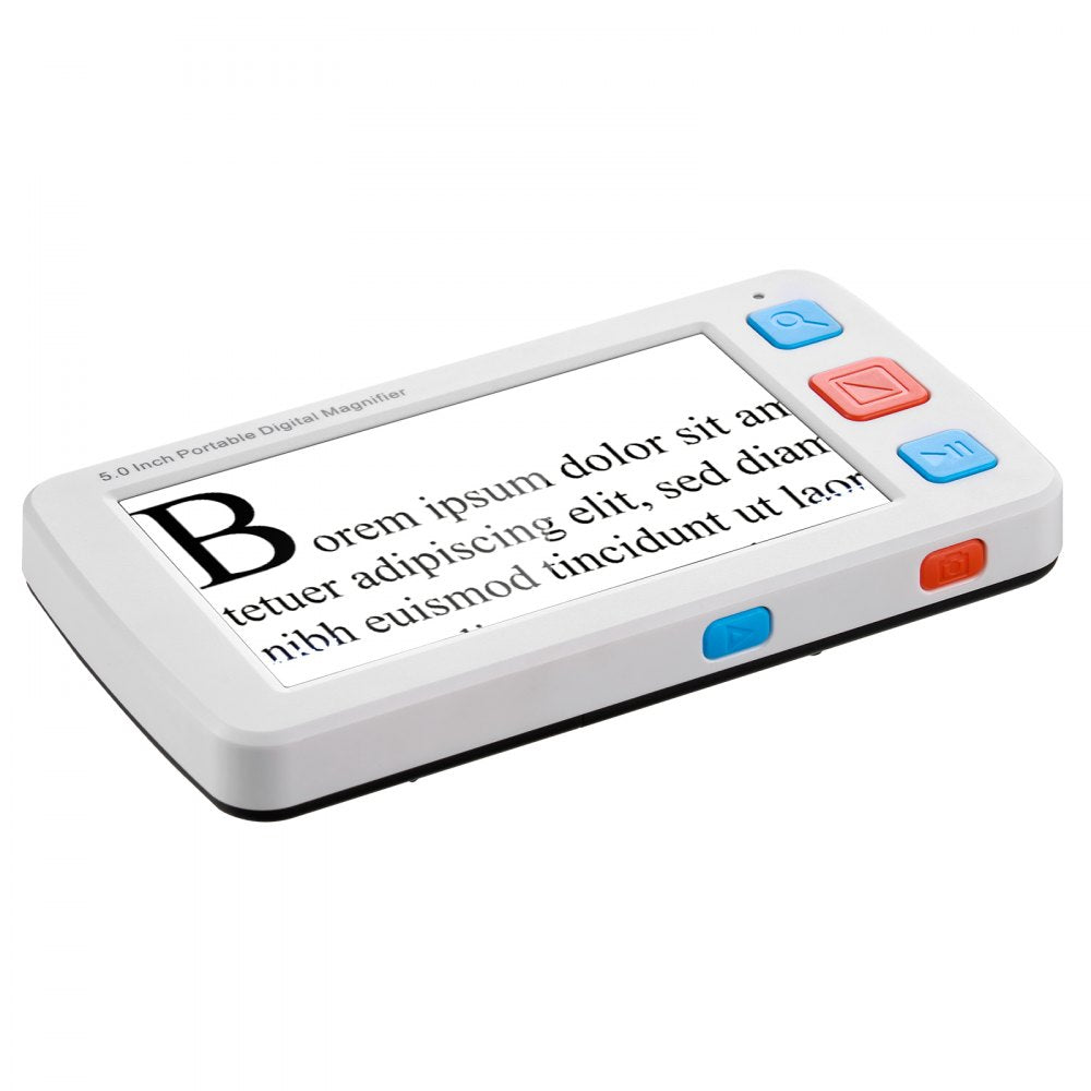 VEVOR Portable Digital Magnifier, 5-inch HD Electronic Video Magnifier for Low Version, 4X - 32X Zoom Electronic Reading Aid with 17 Color Mode, AV Output, Foldable Handle & 5-Level Screen Brightness