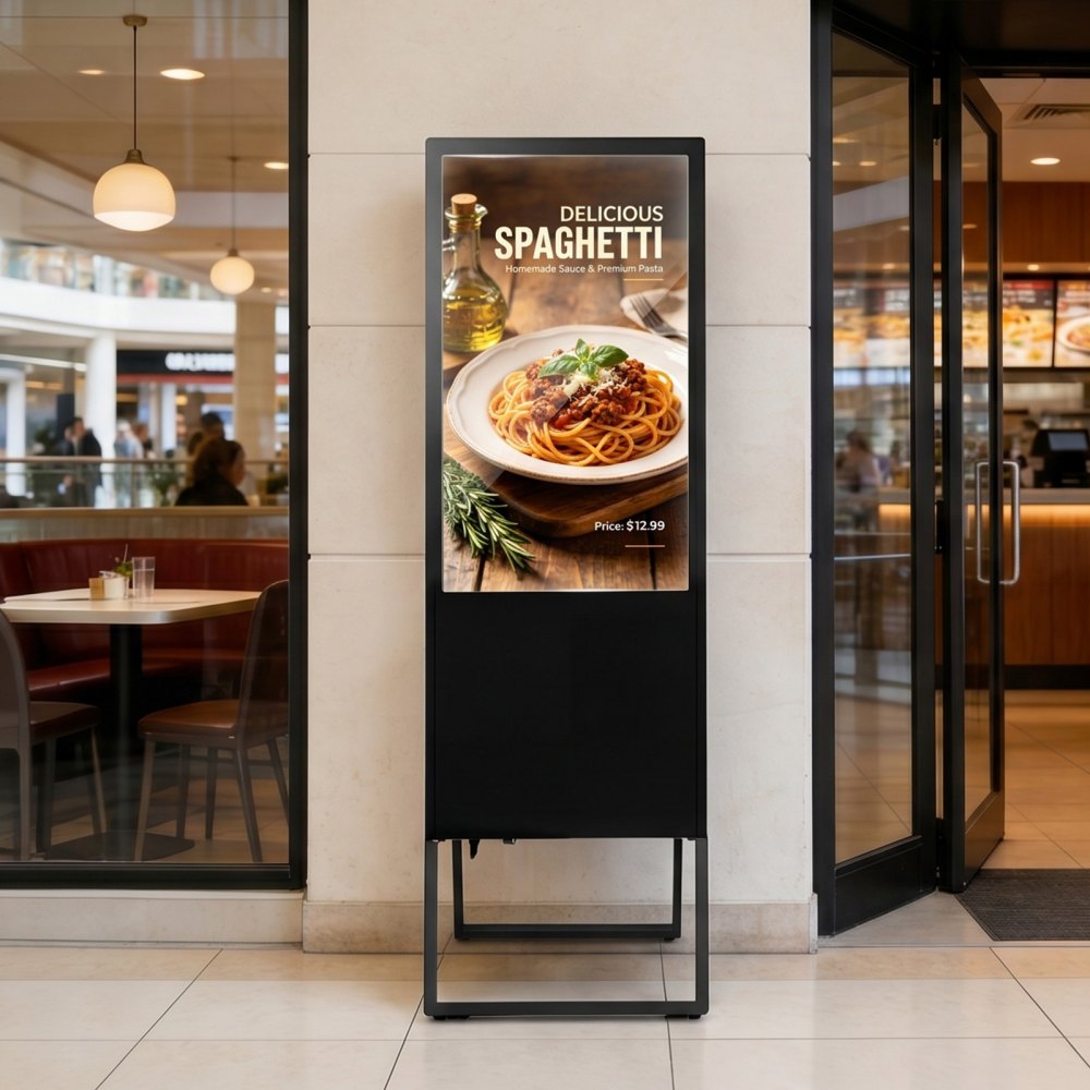 VEVOR 32 in Indoor Digital Signage Floor Standing Advertising Display Kiosk, with WiFi HDMI/USB Input Android OS, 178° Wide View, LCD Screen Interactive Monitor, Commercial Totem Vertical Poster