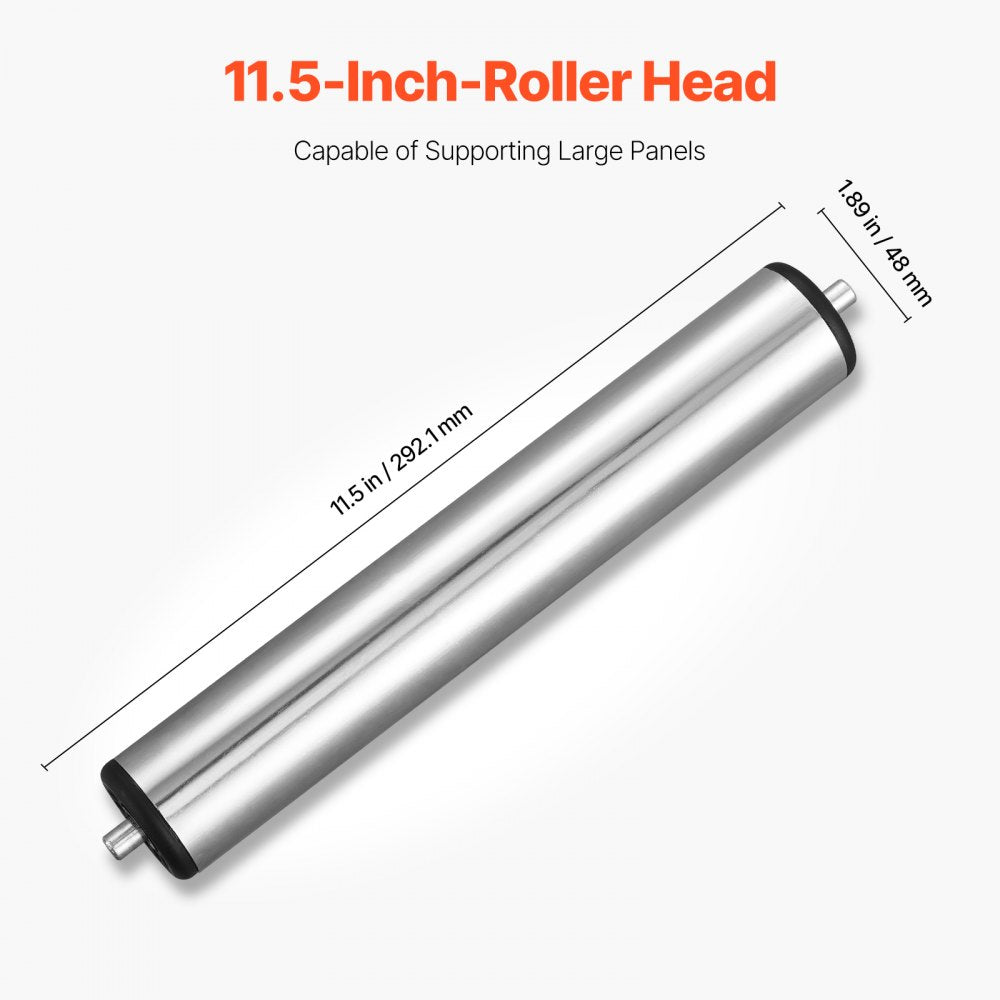 VEVOR 2-Pack Roller Stands, 135 lb Load Capacity, 26.8-42.5'' Adjustable Height, Folding Heavy Duty Design with 11.5 in Polished Steel Roller Head, for Table Saw Outfeed Woodworking Extension Support