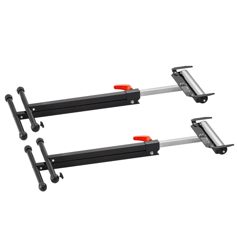 VEVOR 2-Pack Roller Stands, 250 lbs Load Capacity, 27-43 in Adjustable Height, Folding Heavy Duty with Polished Steel Roller Head & Edge Guides, for Table Saw Outfeed Woodworking Extension Support