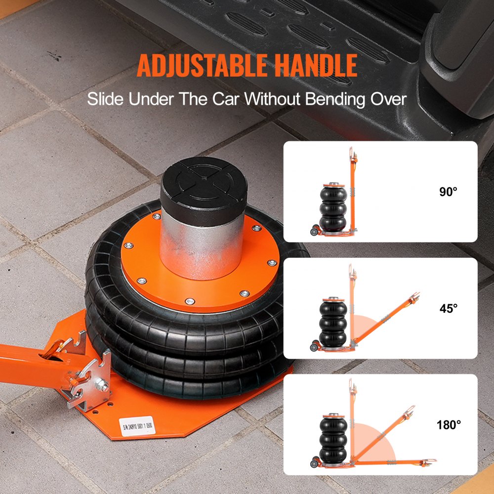 VEVOR Air Jack, 3 Ton/6600 lbs, 1-6S Pneumatic Lifting Jack with Heightened Column & Adjustable Handle, Compact, Easy-to-Lift & Space-Saving Jack with Thick Rubber Pad, Fits for Sedan, SUV, Pickup Truck