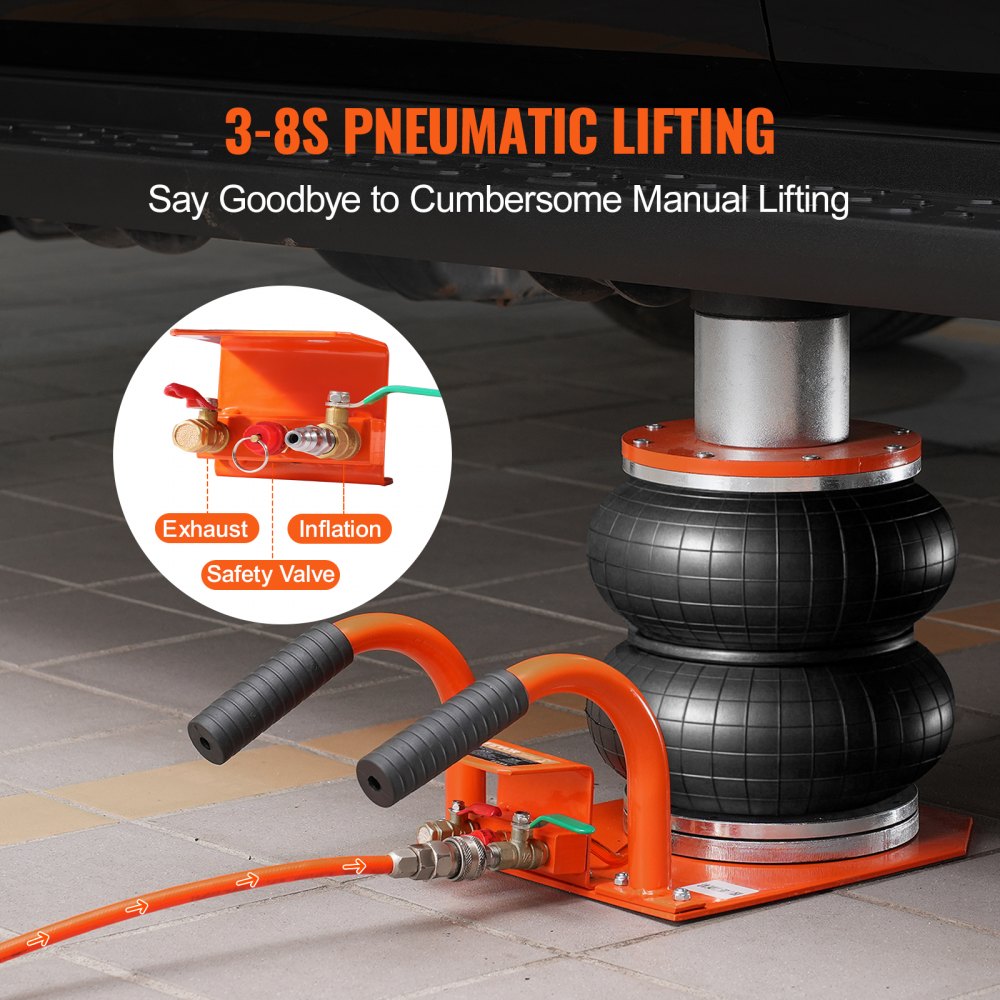 VEVOR Air Jack, 3 Ton/6600 lbs, 3-8S Pneumatic Lifting Jack with Heightened Column & 6 Steel Tubes, Compact, Easy-to-Lift & Space-Saving Jack with Thick Rubber Pad, Fits for Sedan, SUV, Pickup Truck