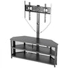 VEVOR TV Stand with Mount, 45.3 Inch, Corner TV Stand Console with Power Outlet, for 32-75 Inch TVs, Height Adjustable Swivel Entertainment Center with Storage & LED Lights, for Living Room, Black