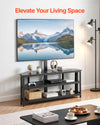 VEVOR TV Stand with Mount, 45.3 Inch, Corner TV Stand Console with Power Outlet, for 32-75 Inch TVs, Height Adjustable Swivel Entertainment Center with Storage & LED Lights, for Living Room, Black