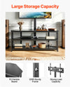 VEVOR TV Stand with Mount, 45.3 Inch, Corner TV Stand Console with Power Outlet, for 32-75 Inch TVs, Height Adjustable Swivel Entertainment Center with Storage & LED Lights, for Living Room, Black