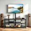 VEVOR TV Stand with Mount, 45.3 Inch, Corner TV Stand Console with Power Outlet, for 32-75 Inch TVs, Height Adjustable Swivel Entertainment Center with Storage & LED Lights, for Living Room, Black