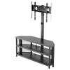 VEVOR TV Stand with Mount, 45.3 Inch, Corner TV Stand Console with Power Outlet, for 32-75 Inch TVs, Height Adjustable Swivel Entertainment Center with Storage & LED Lights, for Living Room, Black