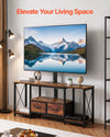 VEVOR TV Stand with Mount, 47.2 Inch, TV Stand Console with Power Outlet & Storage Drawers, for 32-75 Inch TVs, Height Adjustable Entertainment Center with LED Lights, for Living Room, Rustic Brown