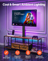 VEVOR TV Stand with Mount, 47.2 Inch, TV Stand Console with Power Outlet & Storage Drawers, for 32-75 Inch TVs, Height Adjustable Entertainment Center with LED Lights, for Living Room, Rustic Brown