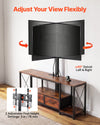 VEVOR TV Stand with Mount, 47.2 Inch, TV Stand Console with Power Outlet & Storage Drawers, for 32-75 Inch TVs, Height Adjustable Entertainment Center with LED Lights, for Living Room, Rustic Brown