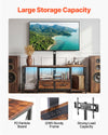 VEVOR TV Stand with Mount, 47.2 Inch, TV Stand Console with Power Outlet & Storage Drawers, for 32-75 Inch TVs, Height Adjustable Entertainment Center with LED Lights, for Living Room, Rustic Brown
