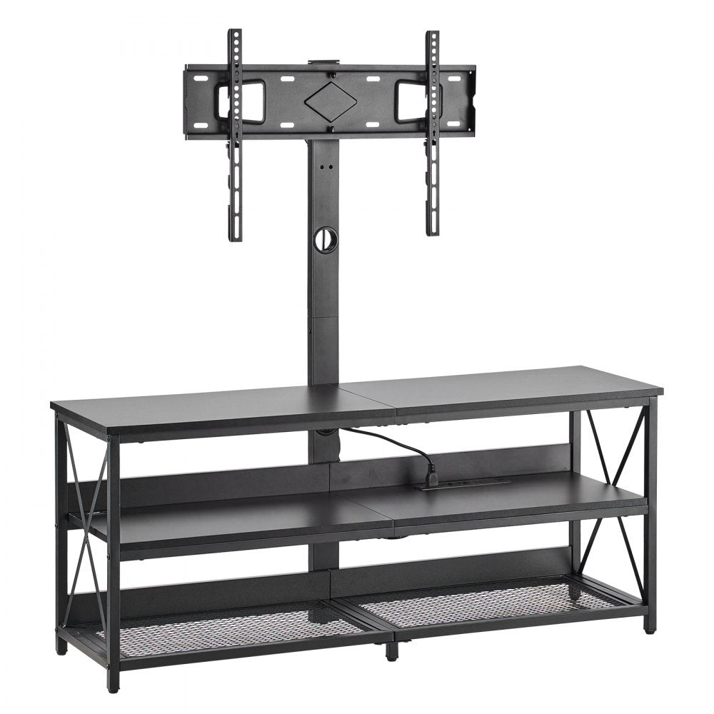 VEVOR TV Stand with Mount, 47.2 Inch, TV Stand Console with Power Outlet, for 32-75 Inch TVs, Height Adjustable Swivel Entertainment Center with Open Storage Shelf, for Living Room Bedroom, Black