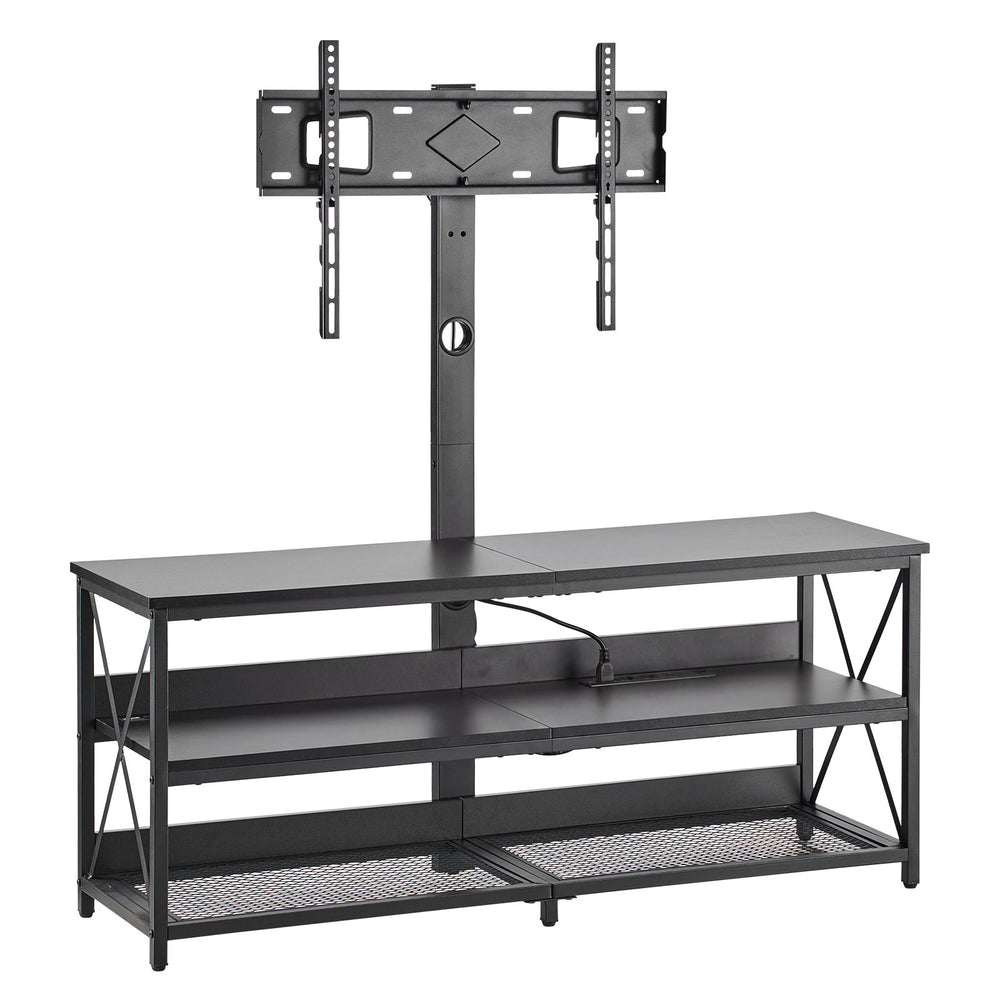 VEVOR TV Stand with Mount, 47.2 Inch, TV Stand Console with Power Outlet, for 32-75 Inch TVs, Height Adjustable Swivel Entertainment Center with Open Storage Shelf, for Living Room Bedroom, Black
