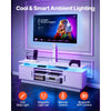 VEVOR TV Stand with Mount, 59.1 Inch, Swivel TV Stand Console with Power Outlet, for 32-75 Inch TVs, Height Adjustable Modern Entertainment Center with Storage & LED Lights, for Living Room, White