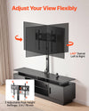 VEVOR TV Stand with Mount, 59.1 Inch, Swivel TV Stand Console with Power Outlet, for 32-75 Inch TVs, Height Adjustable Modern Entertainment Center with Storage & LED Lights, for Living Room, Black