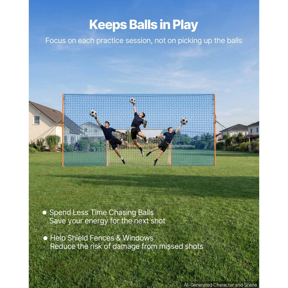 VEVOR Soccer Goal 9 x 5 FT Soccer Goal for Backyard with Iron Frame PE Net, Durable Backstop, Target Net, Ground Stakes, Ropes, for Youth & Adults, Outdoor Sports, Backyard Practice Training Games
