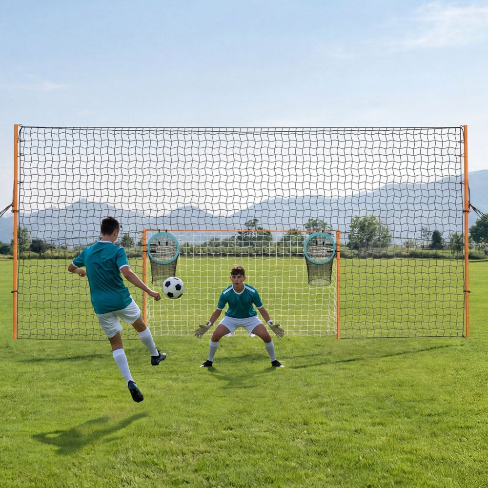 VEVOR Soccer Goal 9 x 5 FT Soccer Goal for Backyard with Iron Frame PE Net, Durable Backstop, Target Net, Ground Stakes, Ropes, for Youth & Adults, Outdoor Sports, Backyard Practice Training Games