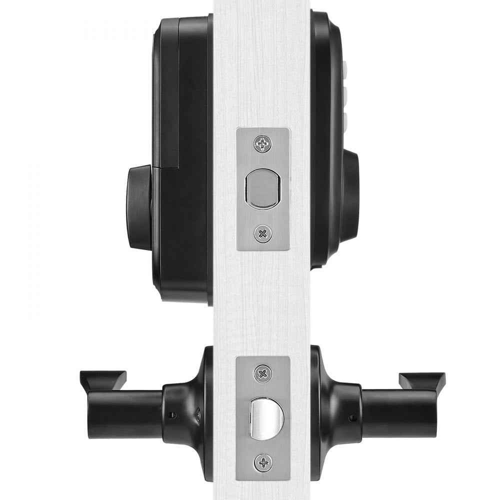 VEVOR Keyless Entry Door Lock with Handle, Electronic Keypad Entry Lever, Password and Key Unlock Combination, Auto-Locking Keypad with Deadbolt, One-time Password, for Front Door, Matte Black